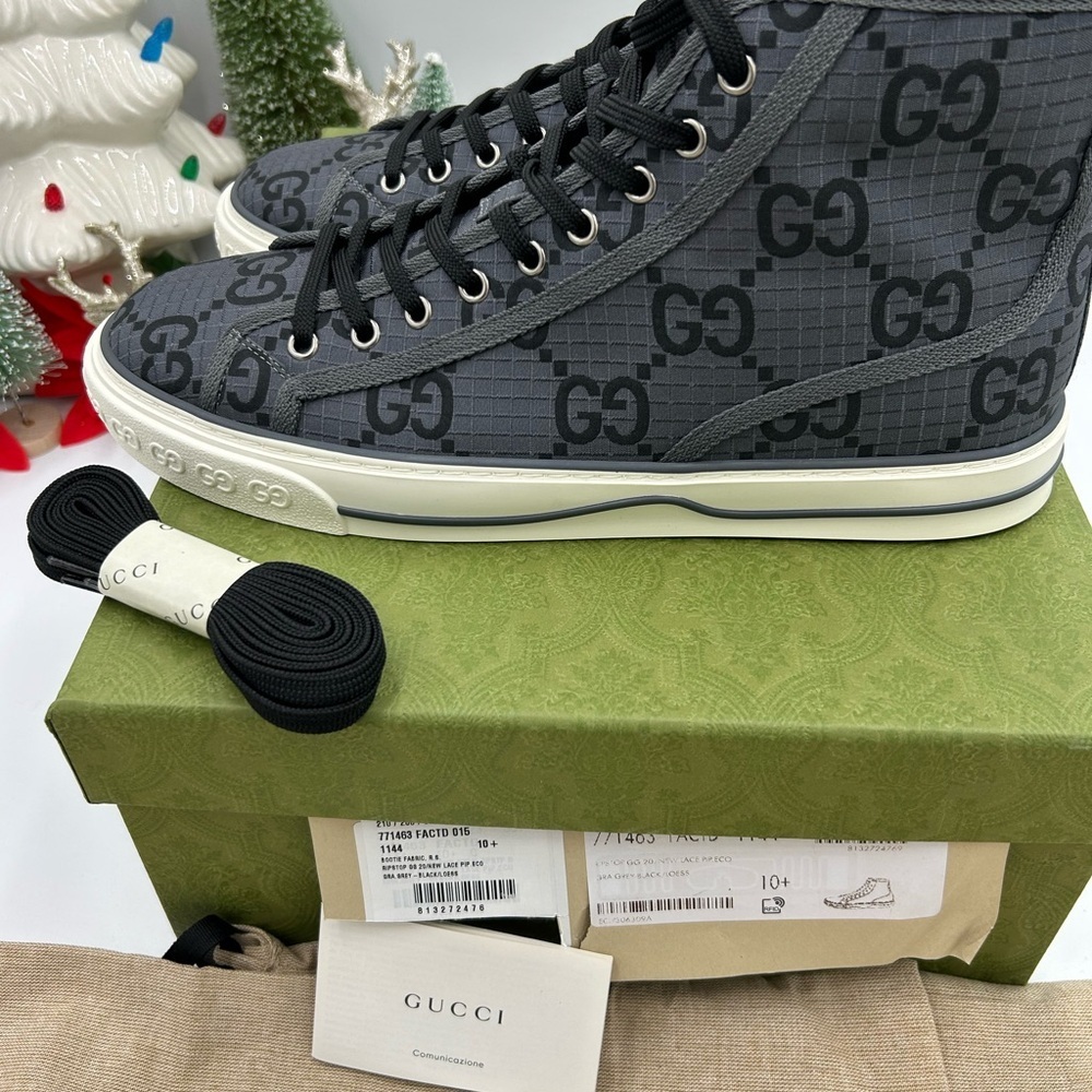 Gucci Men's 1977 tennis High-Top Sneakers size 10.5 made in Italy - Picture 5 of 9
